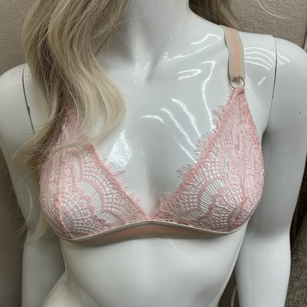 Mimi Holliday Fairy Floss Bra Pink Razor Back Stretch Lace Bra Bralette XS